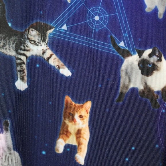 Tipsy Elves Women's Medium Cosmic Cat Leggings - Space Galaxy Kitten Print - Picture 9 of 13